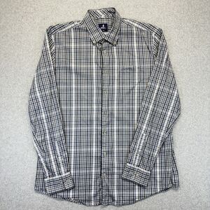 Johnnie-O Matthew Button Down Shirt Men’s L Blue Gray Plaid Long Sleeve Stretch